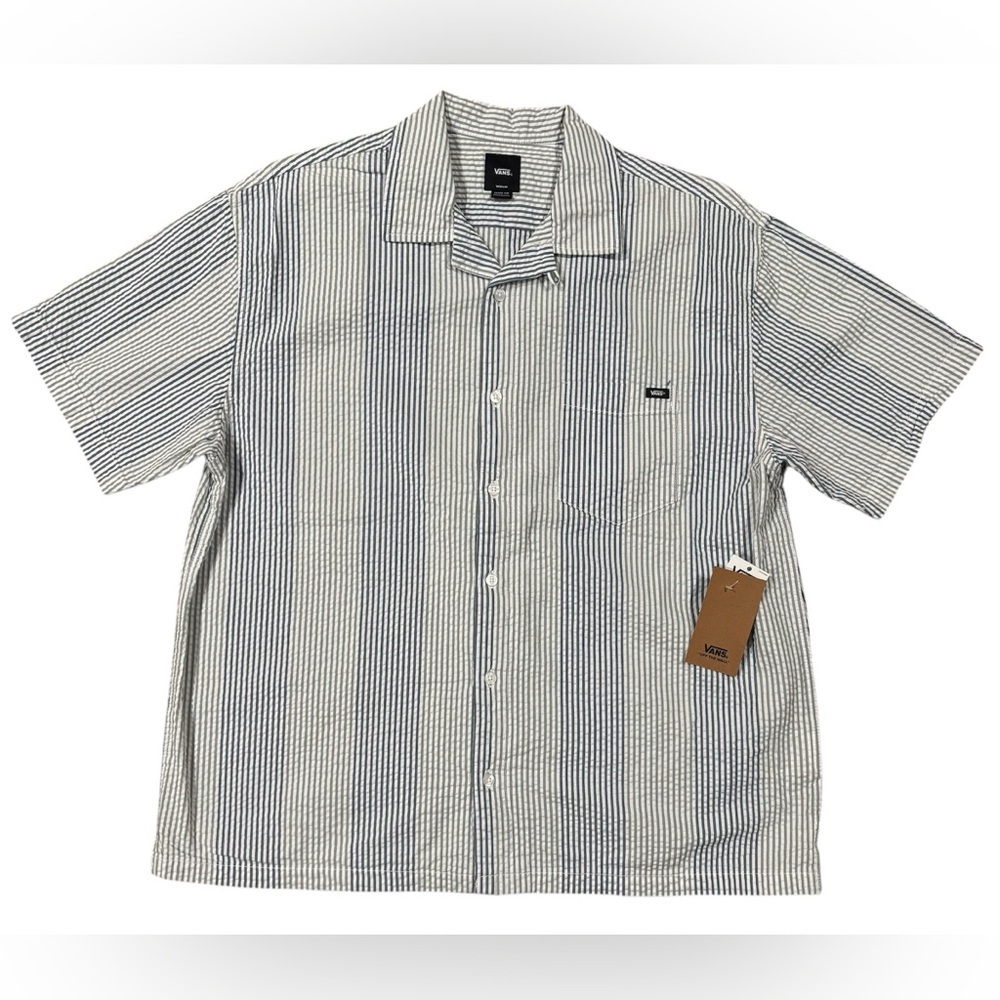 Vans Wheeler Stripe short sleeve seersucker button up shirt, Men’s Medium